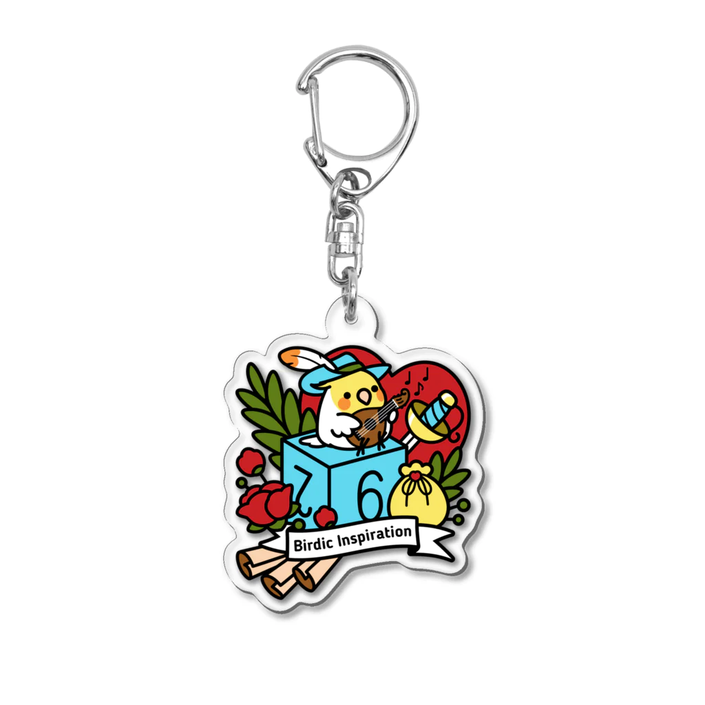 Cody the LovebirdのChubby Bird オカメインコとマンドリン　Birdic Inspiration 2 Acrylic Key Chain