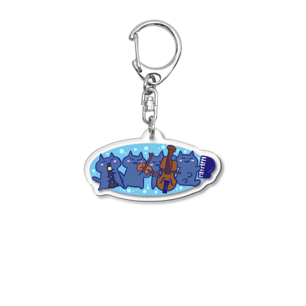 まなclarinetの青ねこカルテット Acrylic Key Chain