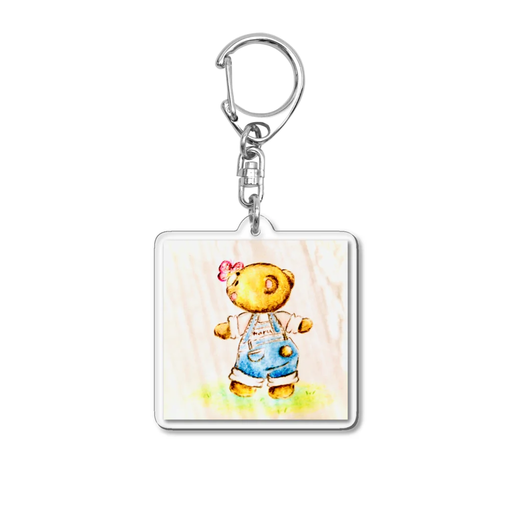 くまイラスト 春くぅの蝶々にご挨拶 Acrylic Key Chain