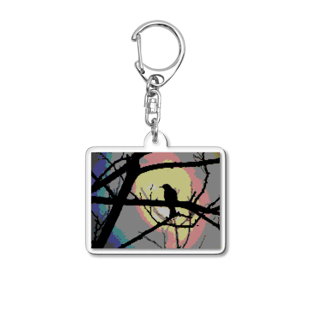 ミソのカラス_しるえっと_ドット Acrylic Key Chain