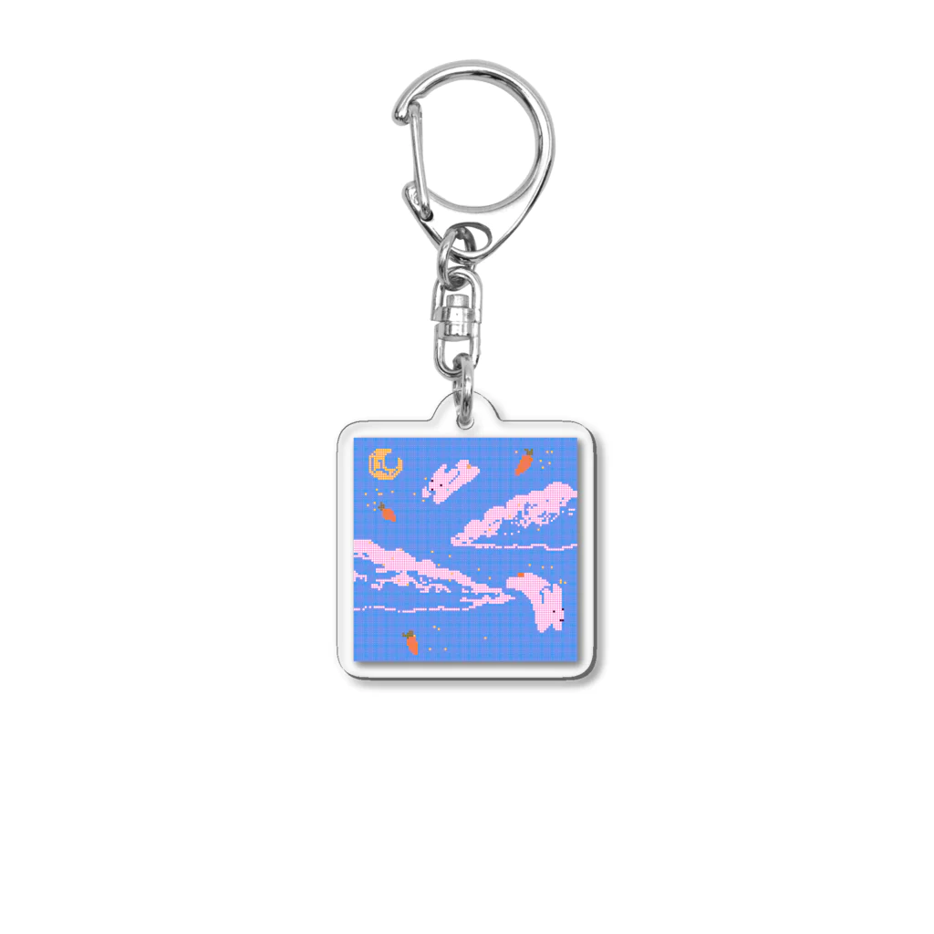 SokamenArtのうさぎが降っている Acrylic Key Chain