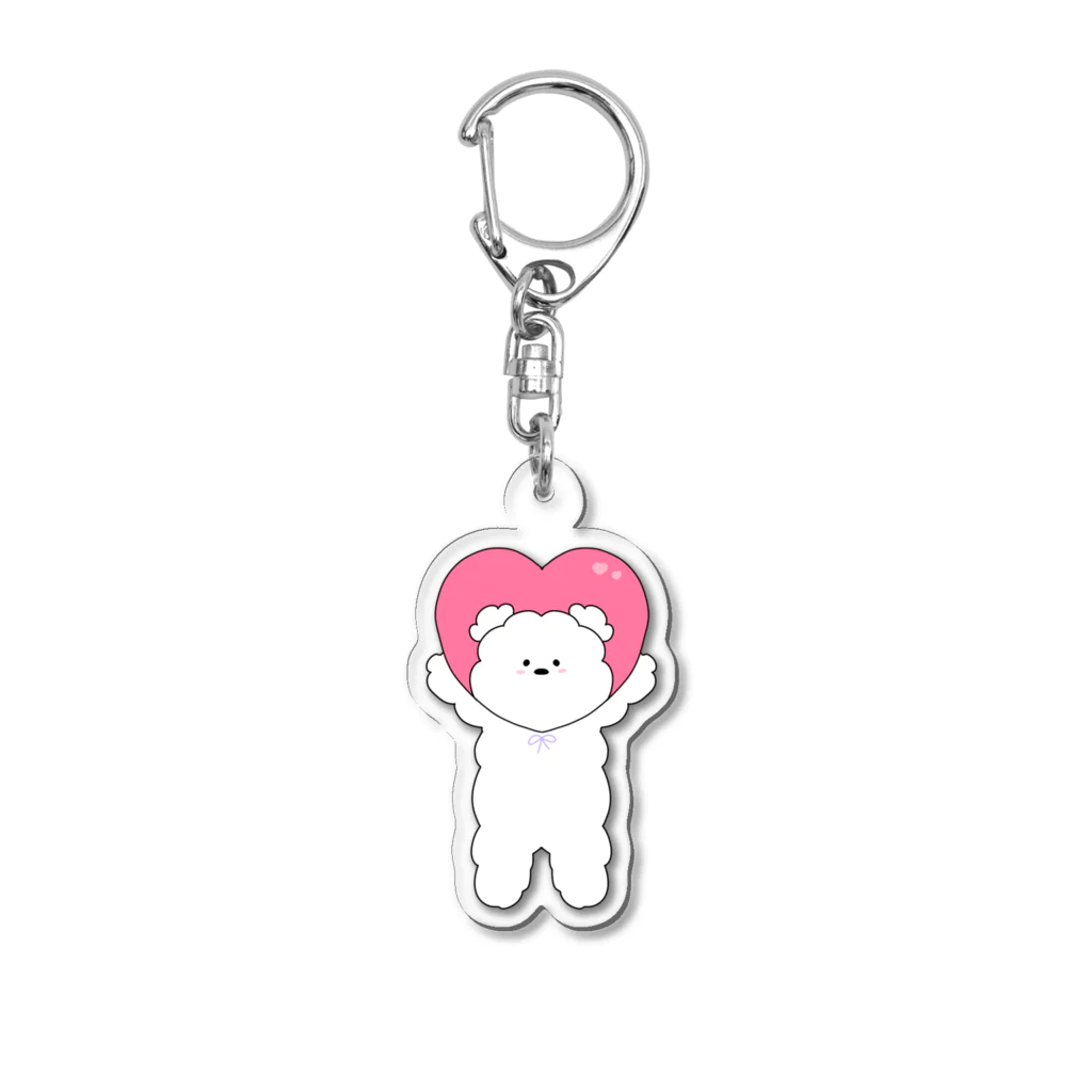 ふわふわポメラニアンちゃんのふわふわハートなりきりちゃん Acrylic Key Chain