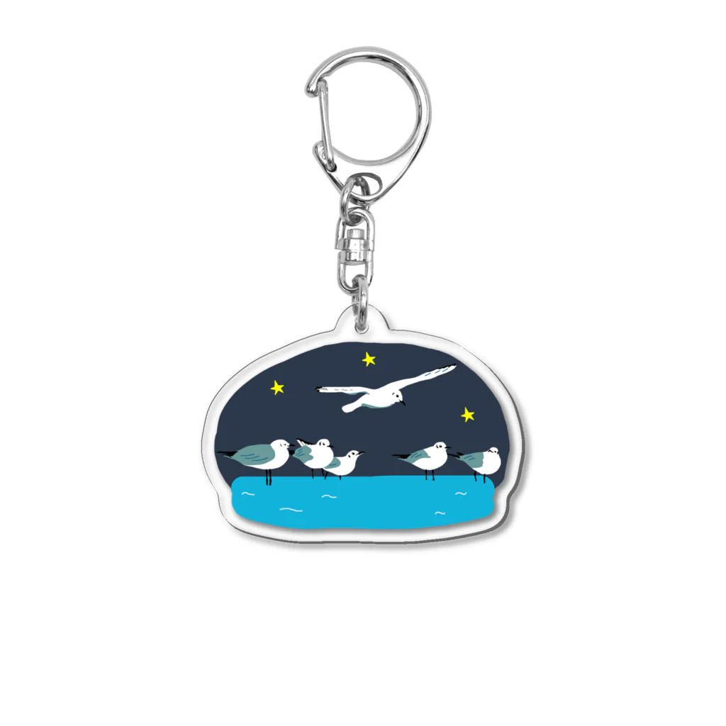 小鳥と映画館の夜のユリカモメ Acrylic Key Chain