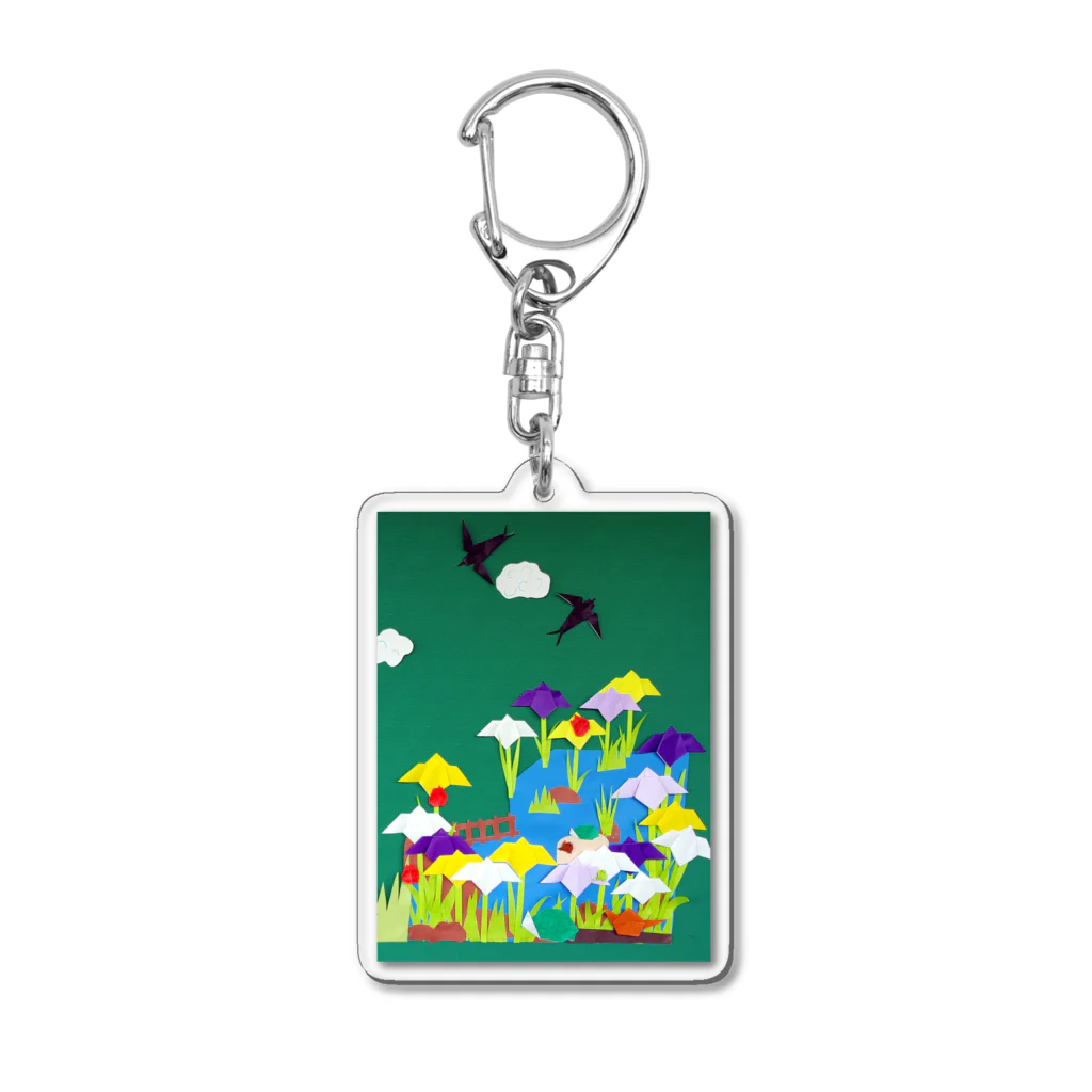 ひだまりの壁面シリーズ　ツバメとあやめ Acrylic Key Chain