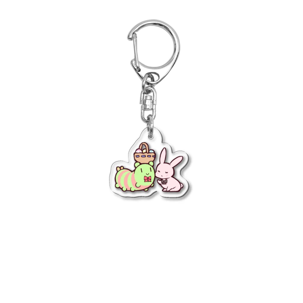 ペンギンマンショップSUZURI部門のイモムシくんとウサちゃんの出会い Acrylic Key Chain