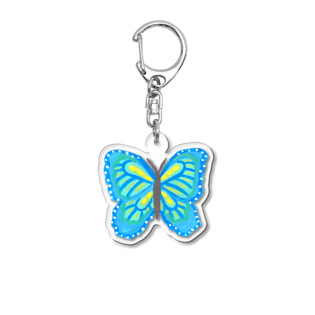 34illustrationの青い蝶々 Acrylic Key Chain