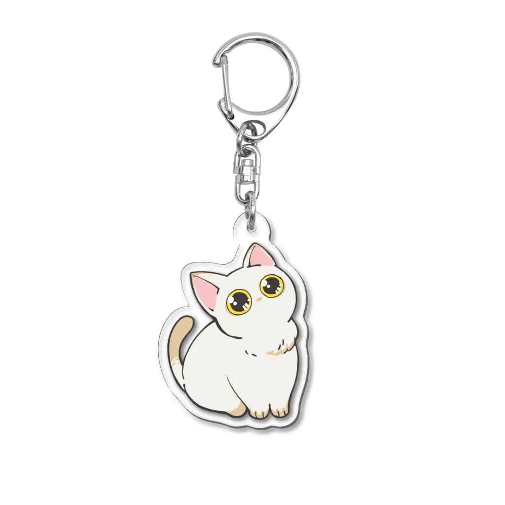 めくぇるめ屋の何かを期待する猫 Acrylic Key Chain