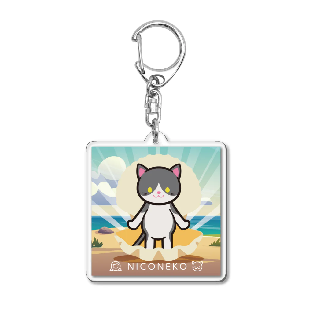 にこねこ【保護猫の保育園】のホタテヴィーナスの誕生風キーホルダー Acrylic Key Chain