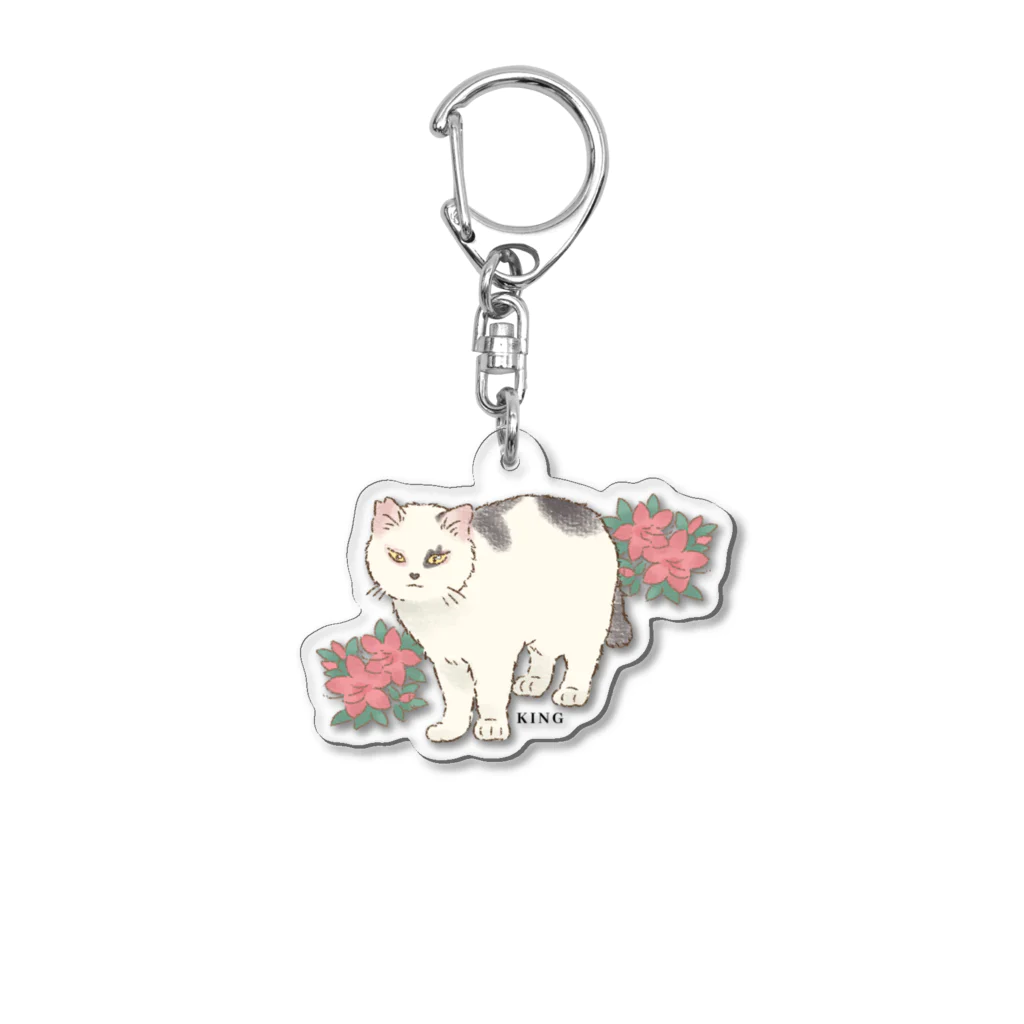 OHAYO CHAHANの男木島猫ずかんアクキー(キング) Acrylic Key Chain