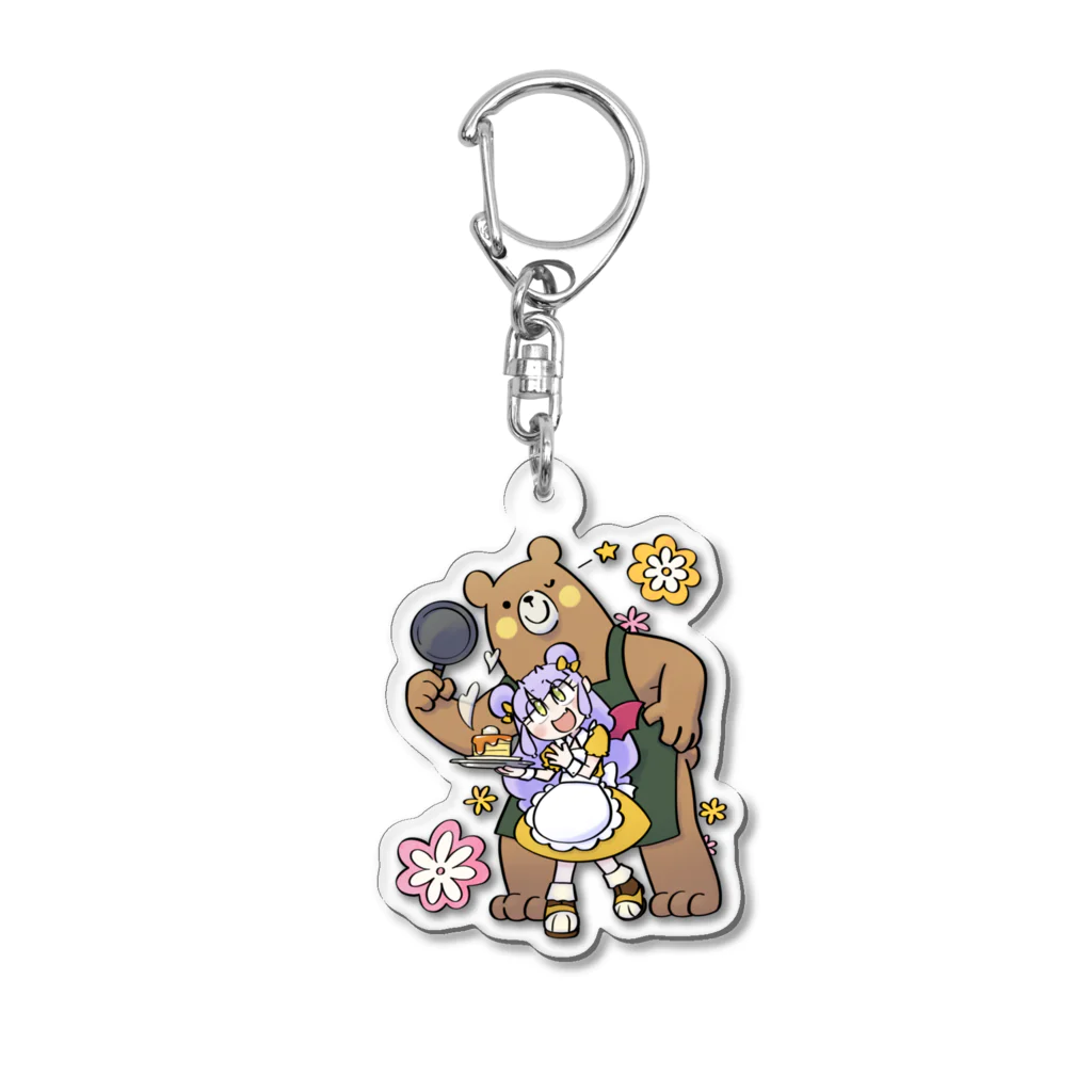 よなよなこうもりのよなこちゃんとクマさんのホットケーキ Acrylic Key Chain