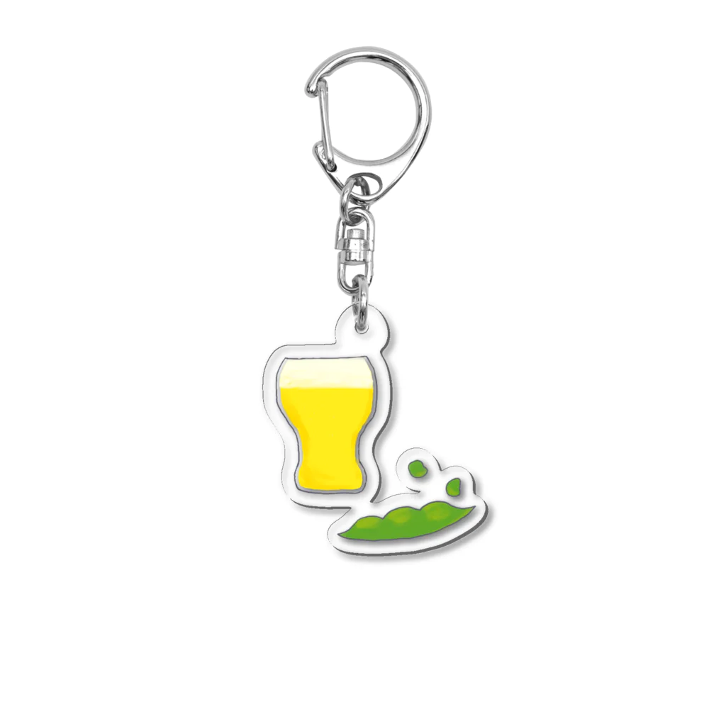 ha_kのビール と えだまめ Acrylic Key Chain