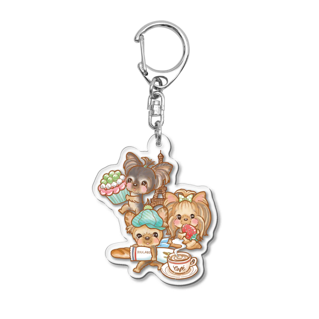 あとりえピノコのパリのヨーキーちゃん Acrylic Key Chain