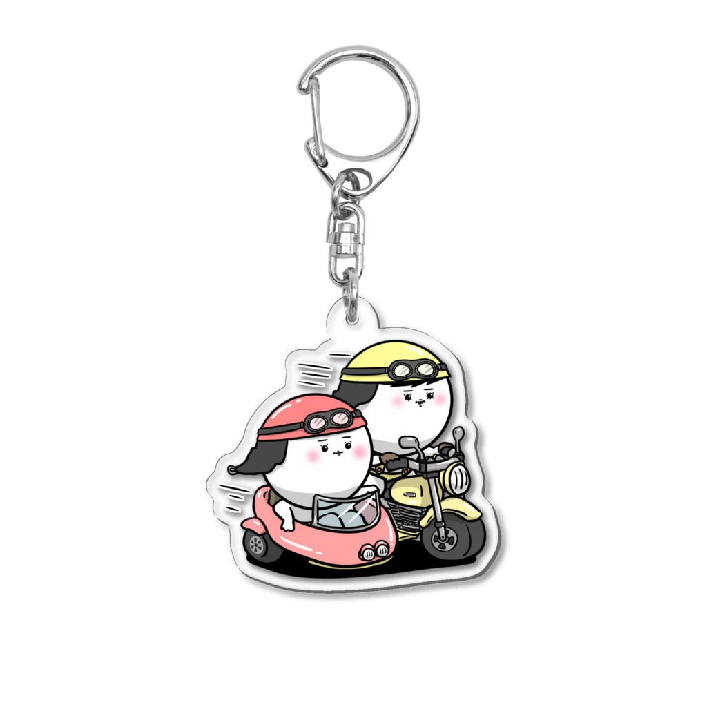 imo-zonの白丸兄弟バイクに乗る Acrylic Key Chain