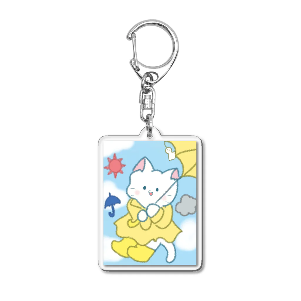 なくも/イラストレーターの気象予報ねこちゃん Acrylic Key Chain