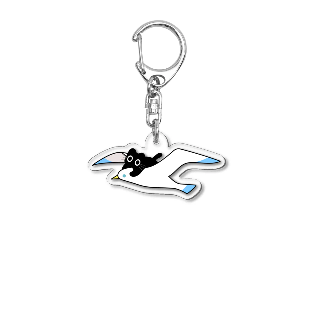 Suzutakaのくろねこクロル（カモメに乗って） Acrylic Key Chain