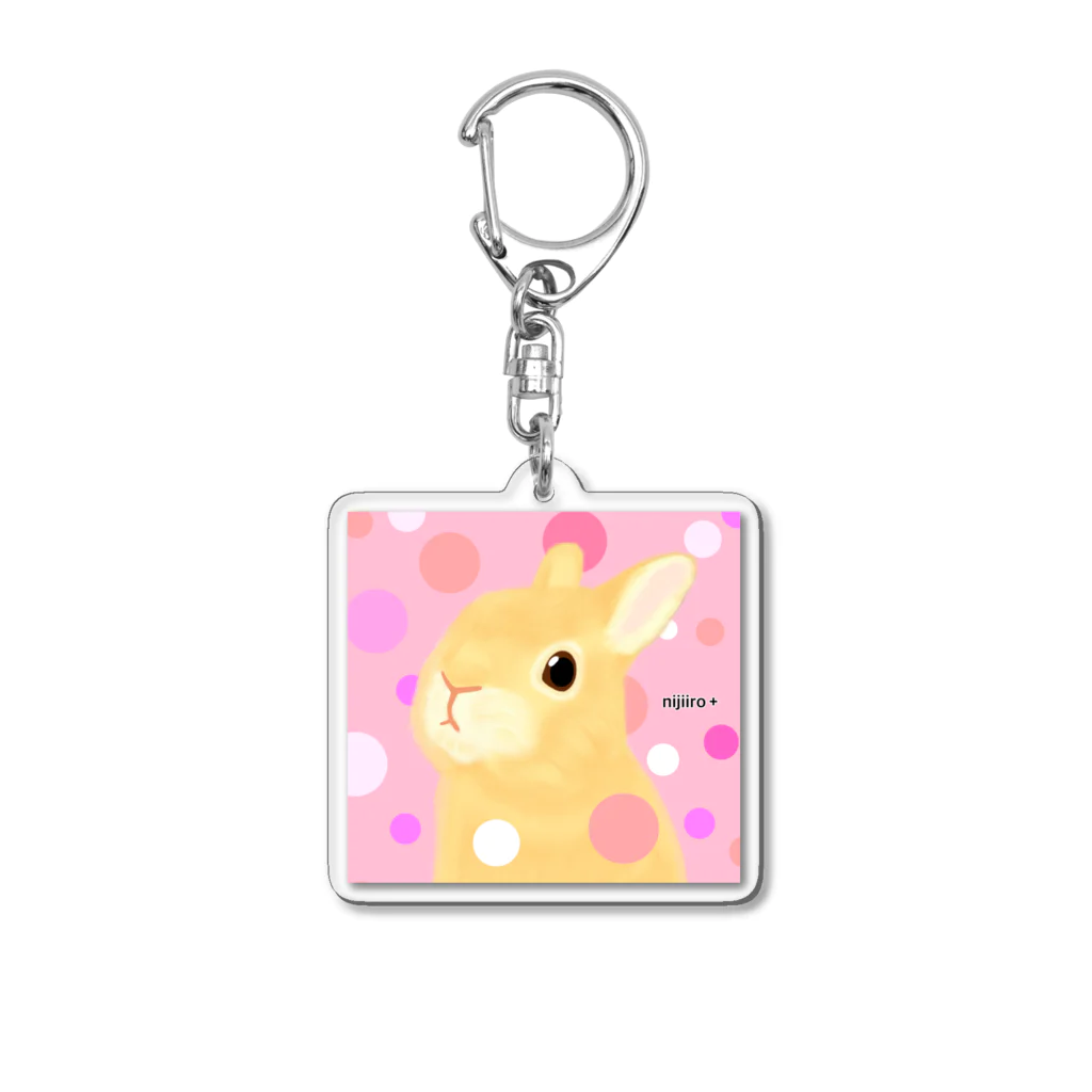 虹色PLUSのキュートな水玉うさぎちゃん Acrylic Key Chain