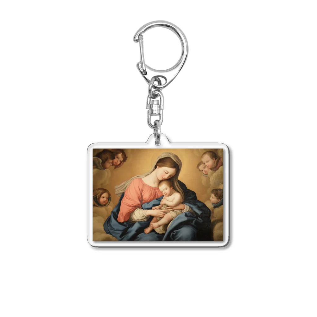 世界美術商店のマドンナと子供と天使たち / Madonna with Child and Angels Acrylic Key Chain