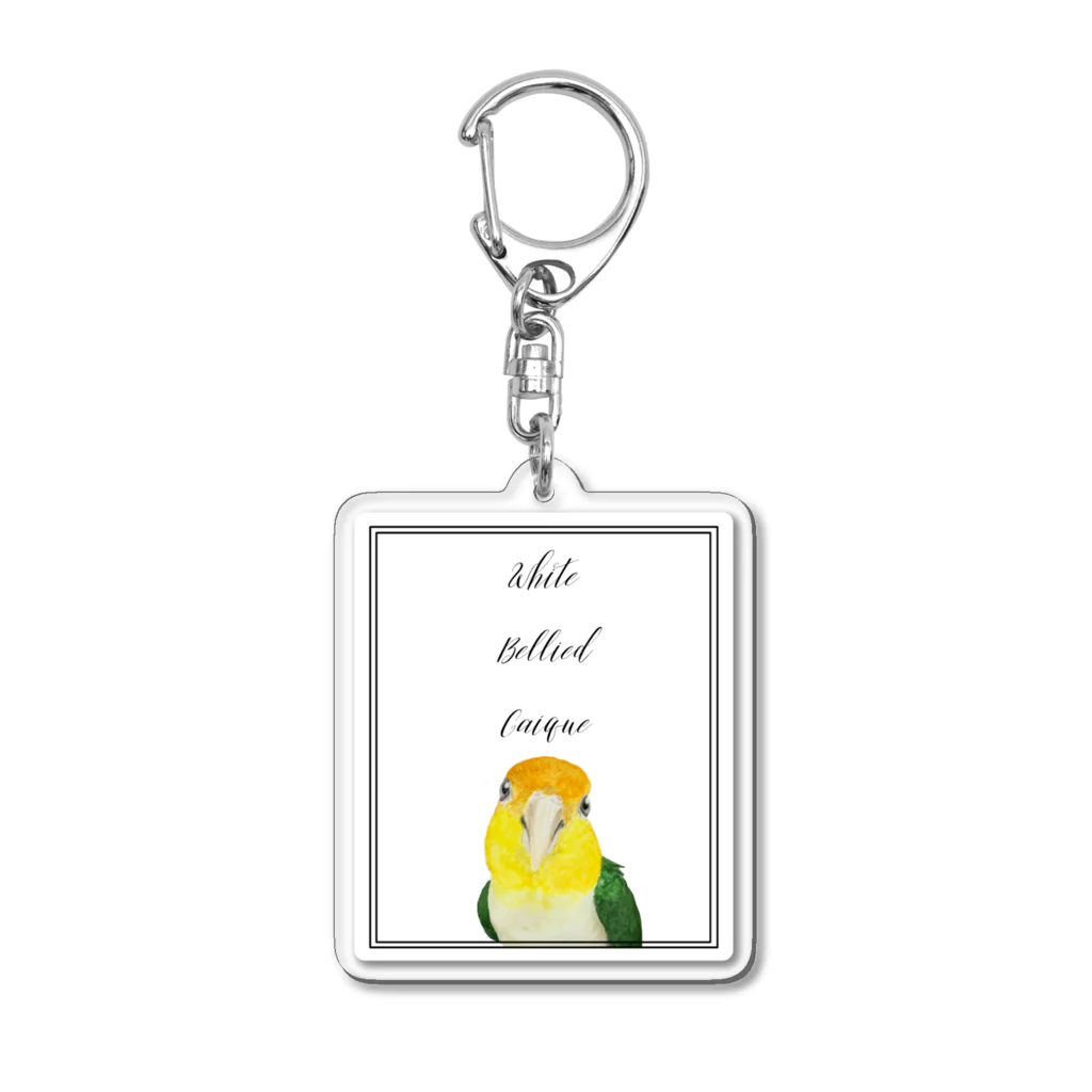 mariechan_koboの056 シロハラインコ シンプルフレーム Acrylic Key Chain