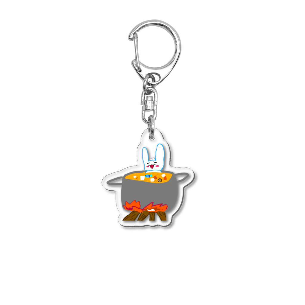 ヤキトリ子の食品売り場の鍋にされてることに気づいてない兎 Acrylic Key Chain