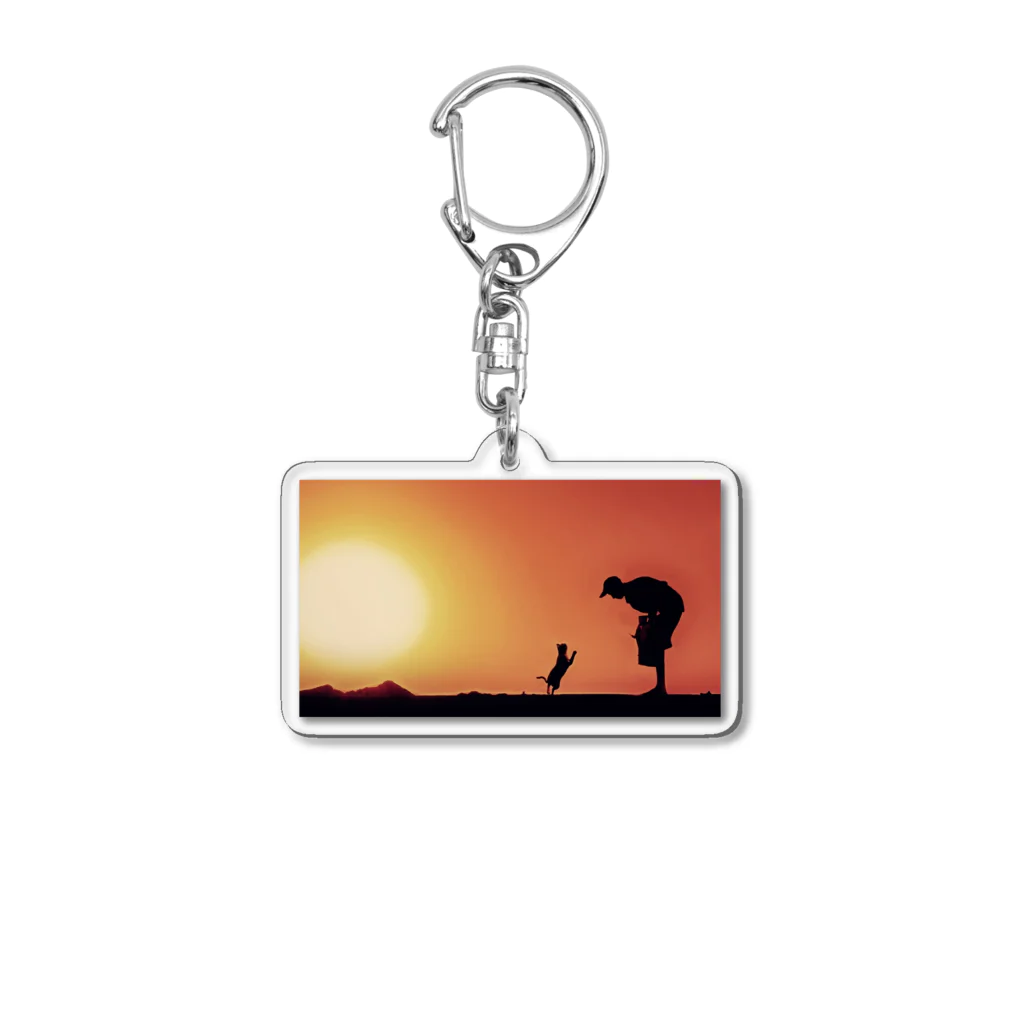 ukabuboshioの猫と夕日 Acrylic Key Chain