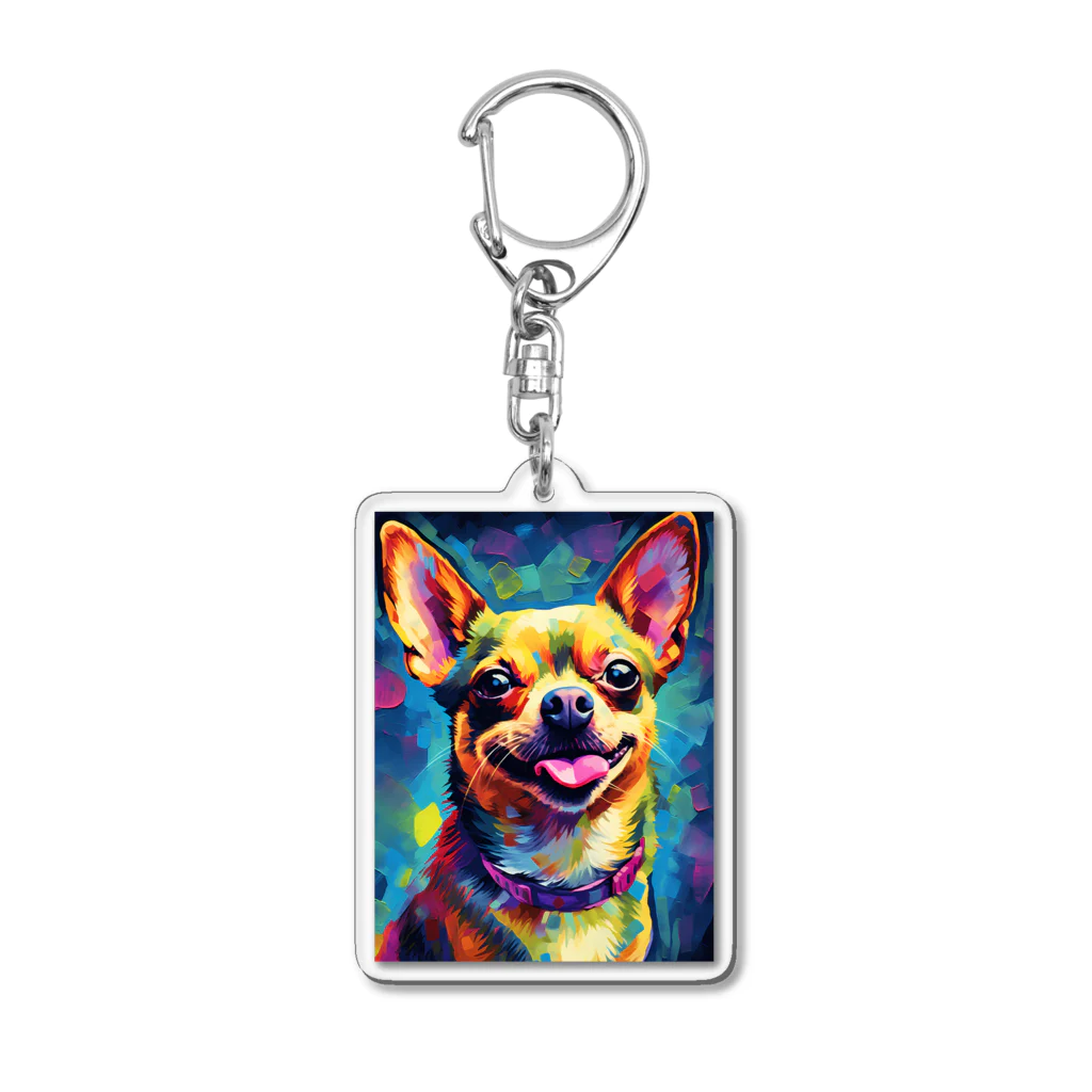 Nananas_webyasanのカラフルアートなチワワ犬 Acrylic Key Chain