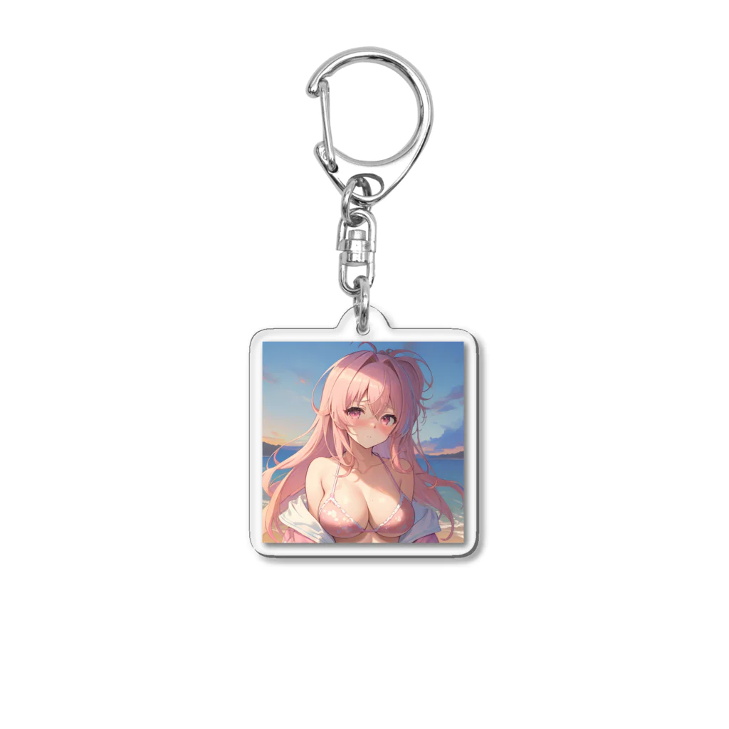 二次元さんの水着で困り顔ちゃん Acrylic Key Chain