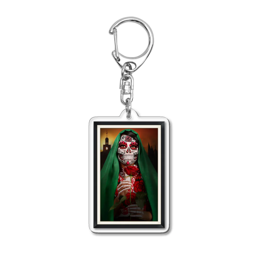 R&N Photographyのカトリーナとバラ花｜死者の日・日本のカトリーナ Acrylic Key Chain