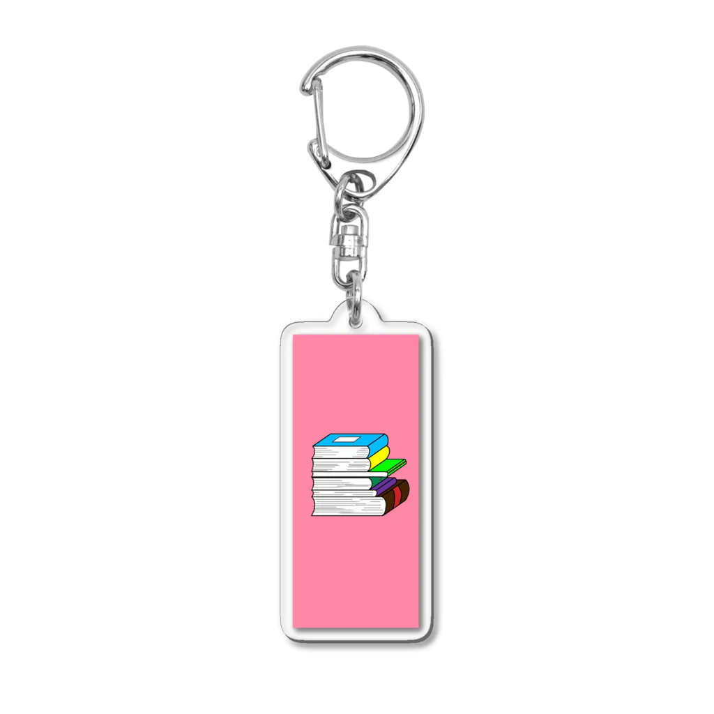 みお イラストショップのブックタワー(ピンク) Acrylic Key Chain