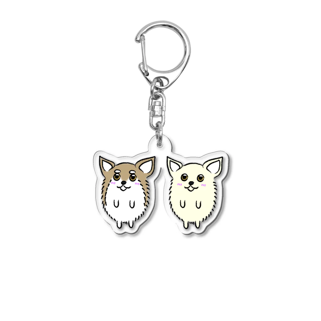 チワワのメロとミルク　「まんまるいぬ」YouTuber犬のチワワのメロとミルクのグッズ Acrylic Key Chain