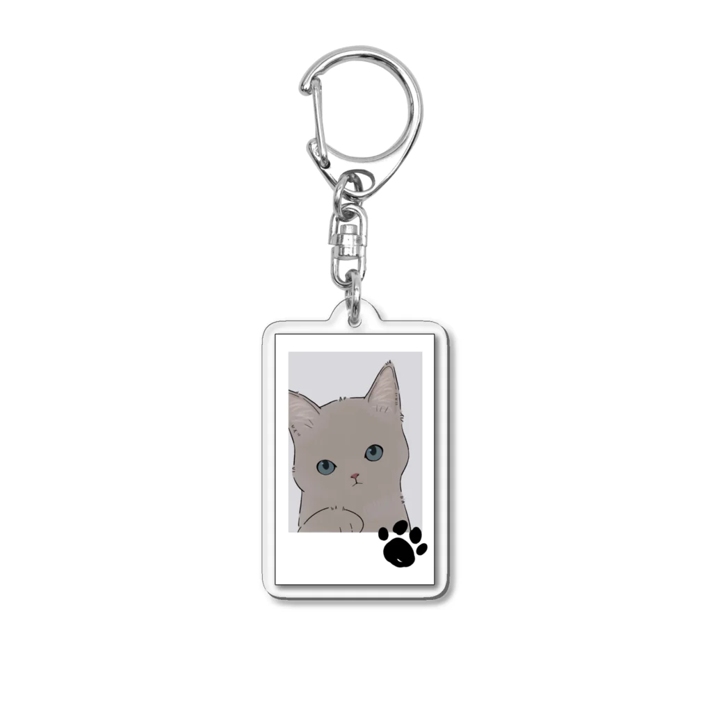 いろはにゃんこ堂の青い瞳の猫さんをチェキ風に描いてみた。 Acrylic Key Chain