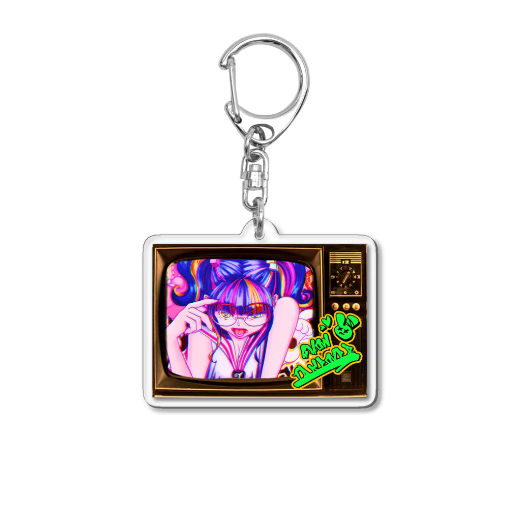 モダンラヂオの【昭和ヤンキー少女】レトロTV Ver. Acrylic Key Chain