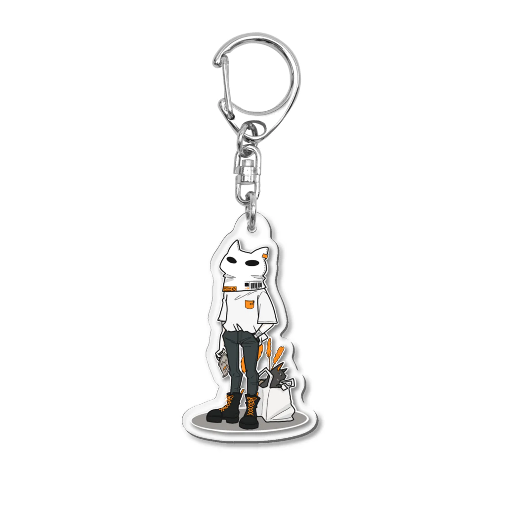 ねことホワイトノイズのマスキャット Acrylic Key Chain