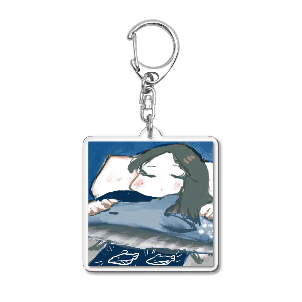 えたいのしれぬ屋のシロナガスクジラと寝る Acrylic Key Chain