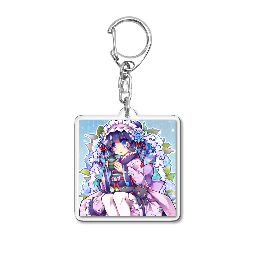 月蝕ざっか店＠SUZURIの君は紫陽花-Ms.Hydrangea☂️ - B Acrylic Key Chain