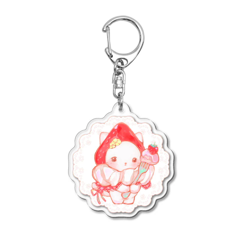 PONPULのいちごねこ Acrylic Key Chain