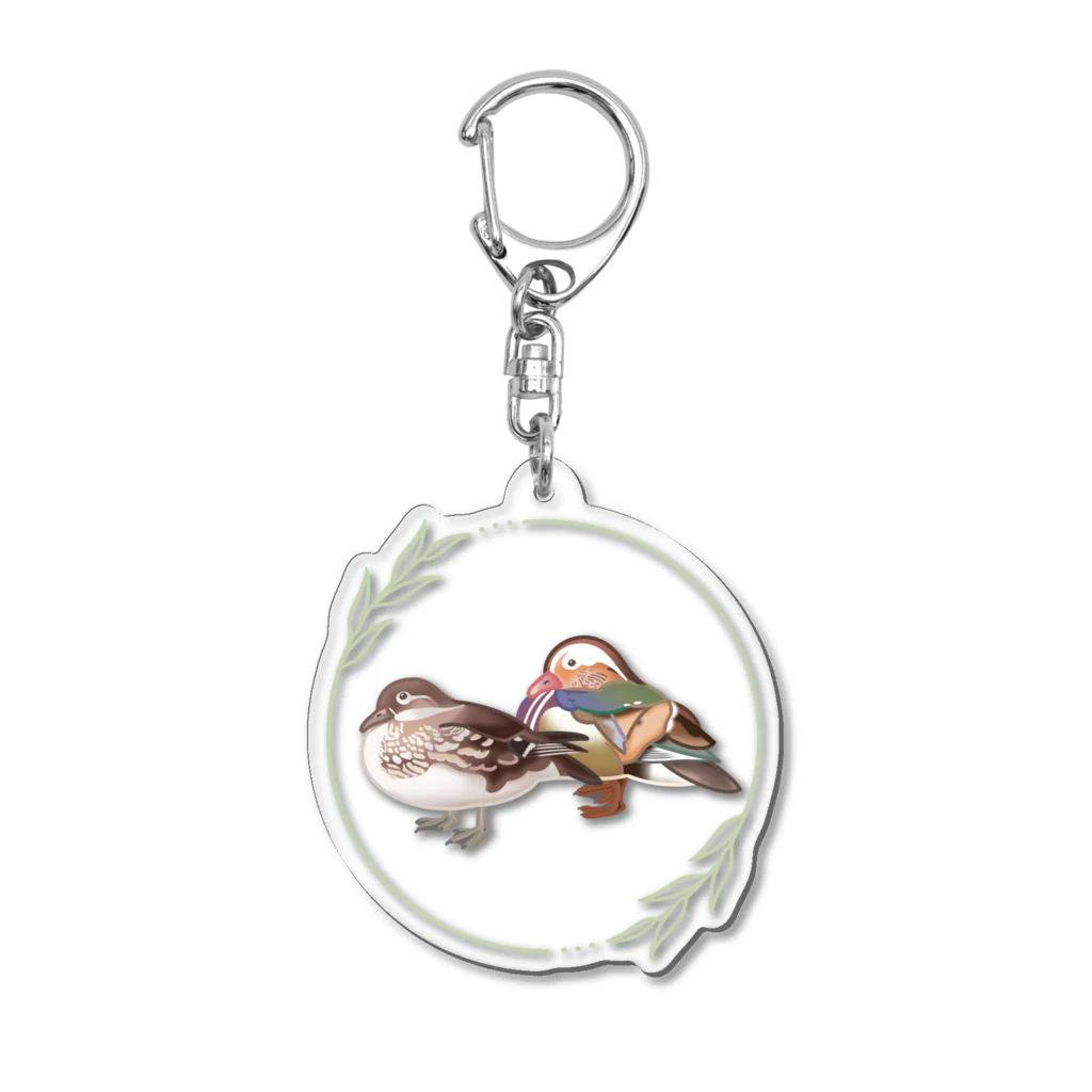 やちよ｜リアル鳥イラストのオシドリさん夫婦 Acrylic Key Chain