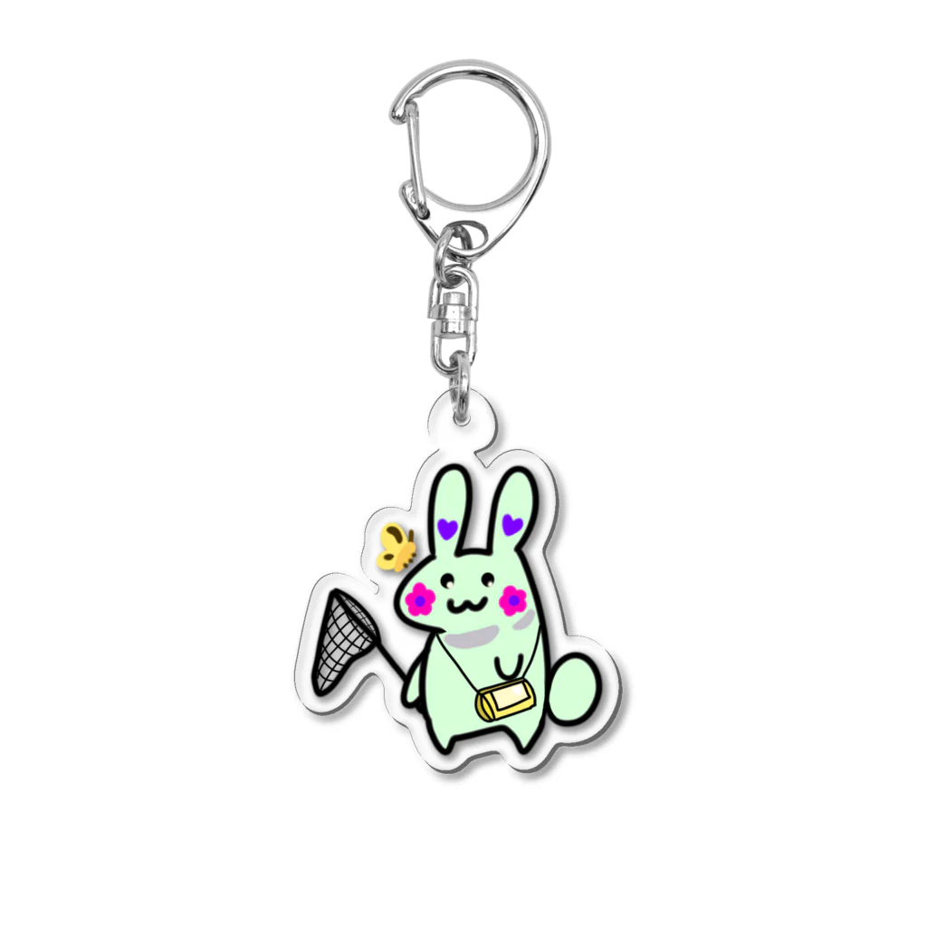 anko_koshianのお花ウサギ🌼🐰ライトグリーン Acrylic Key Chain