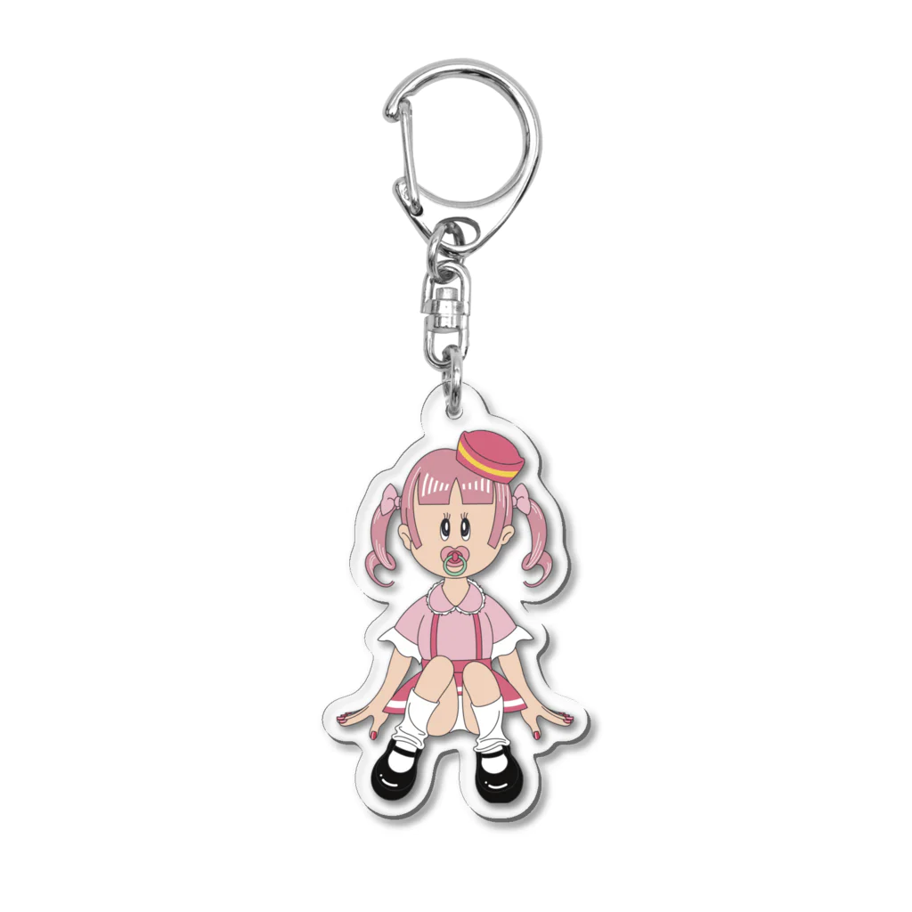 つぶ佐トールペイントCLUBのおしゃぶりっ娘ちゃん(体育座り) Acrylic Key Chain