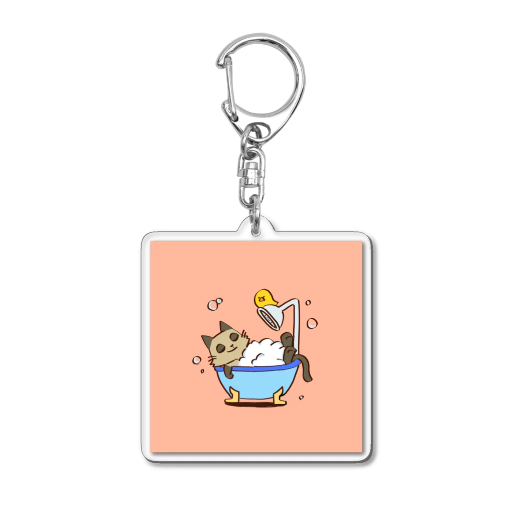 nyamnyamのお風呂でリラックス（シャム） Acrylic Key Chain