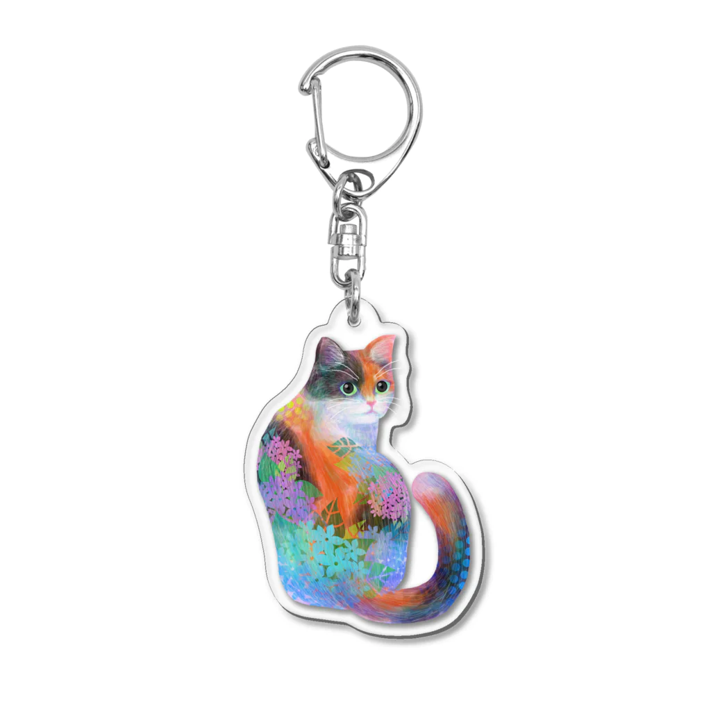 yucca-ticcaの三毛猫 Acrylic Key Chain