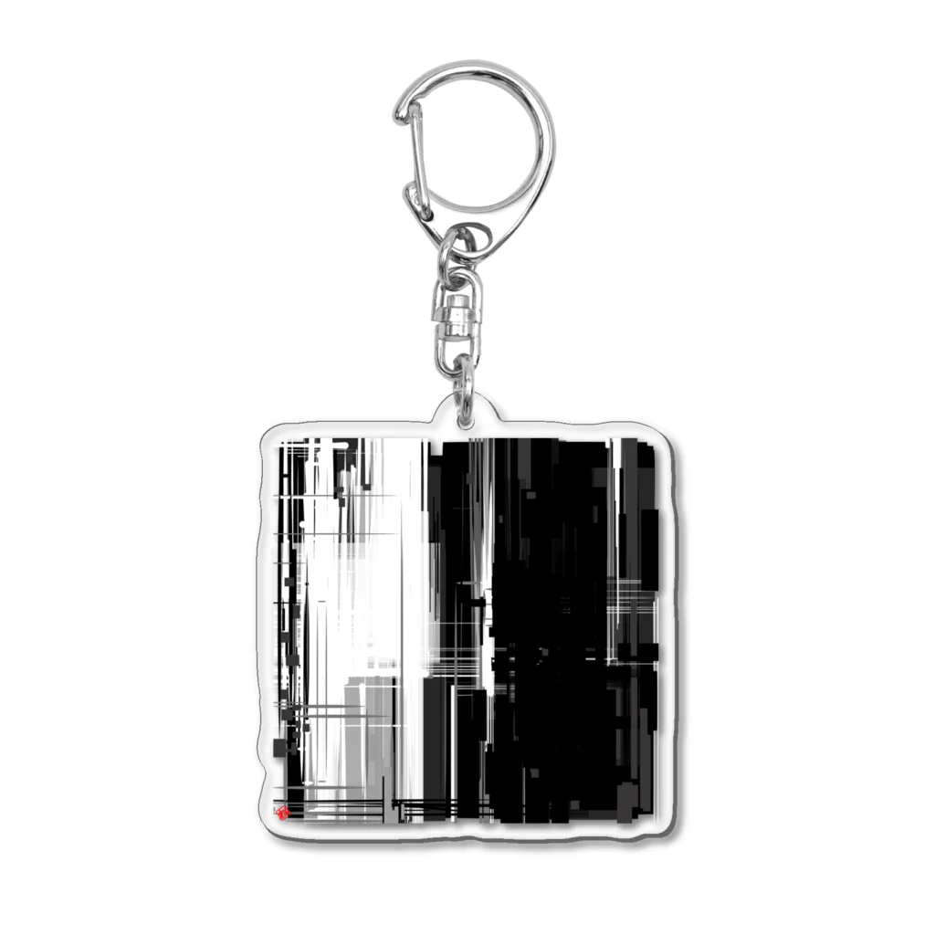 【松】黒金アートこぎん和紙和柄の96002 Acrylic Key Chain