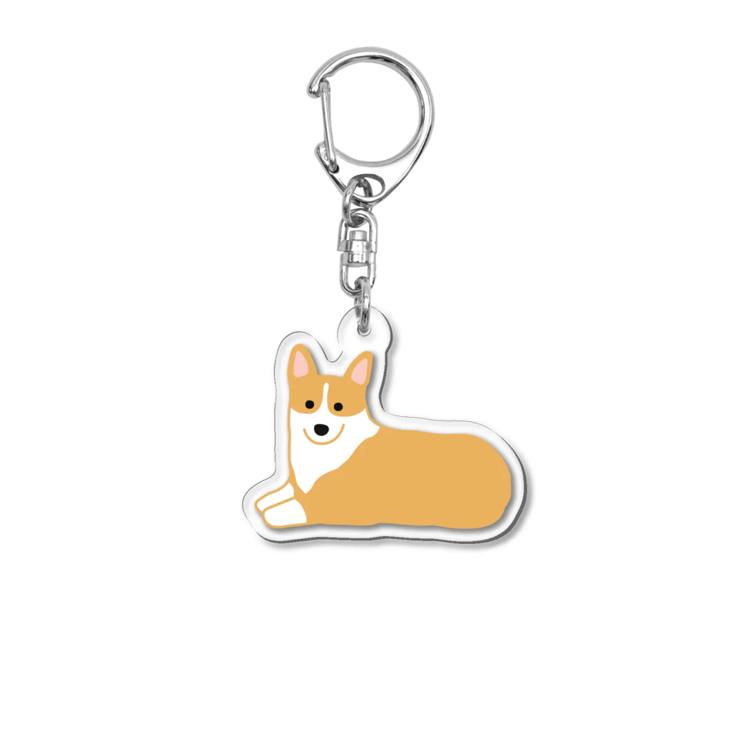 ゆいたっく／犬イラストのコーギーふせ Acrylic Key Chain