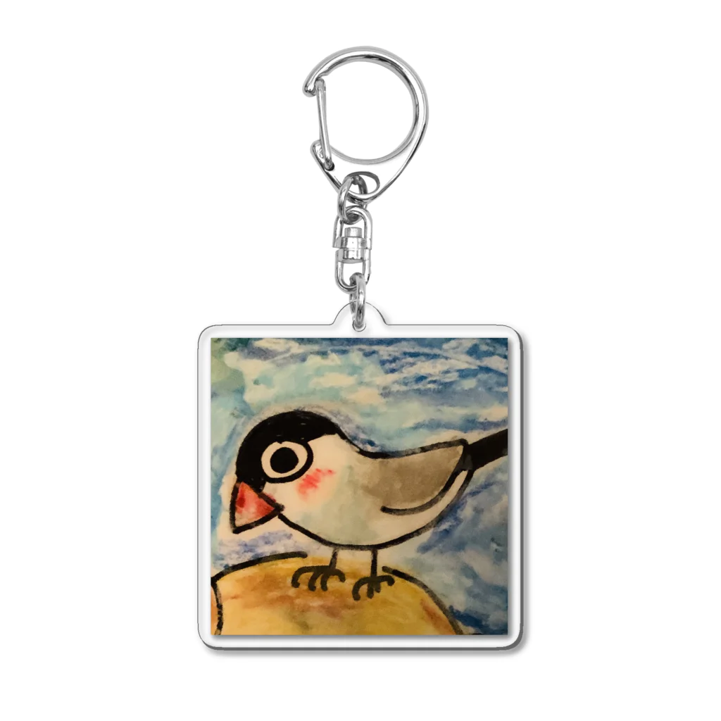 桜文鳥そらワールドの桜文鳥そらちゃん Acrylic Key Chain