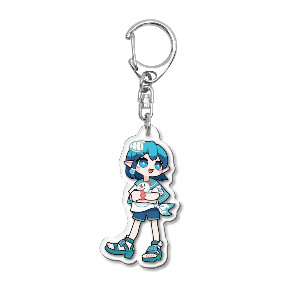 熊谷ゆ〜ほ_デザイングッズのBLUE ECHOES ポンだるま Acrylic Key Chain