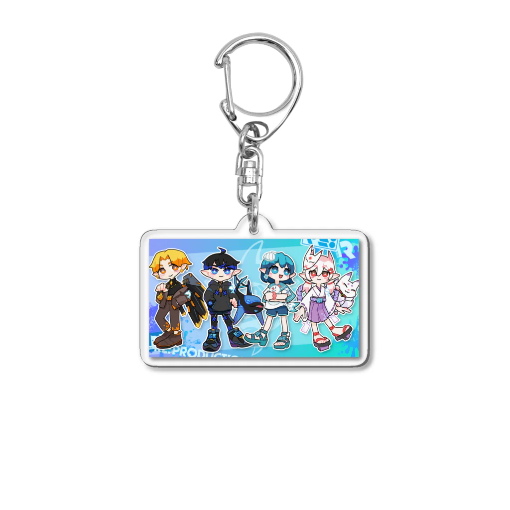 熊谷ゆ〜ほ_デザイングッズのBLUE ECHOES 集合イラストA Acrylic Key Chain