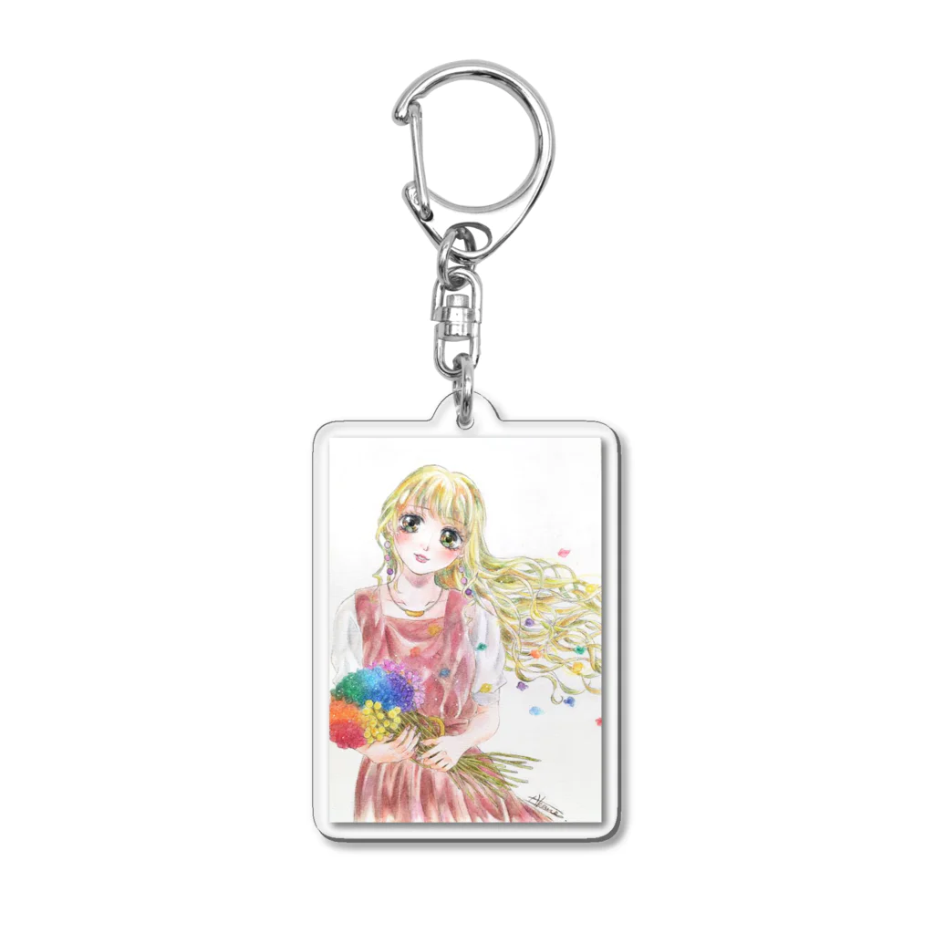 ミライク・カラの春色の少女 Acrylic Key Chain