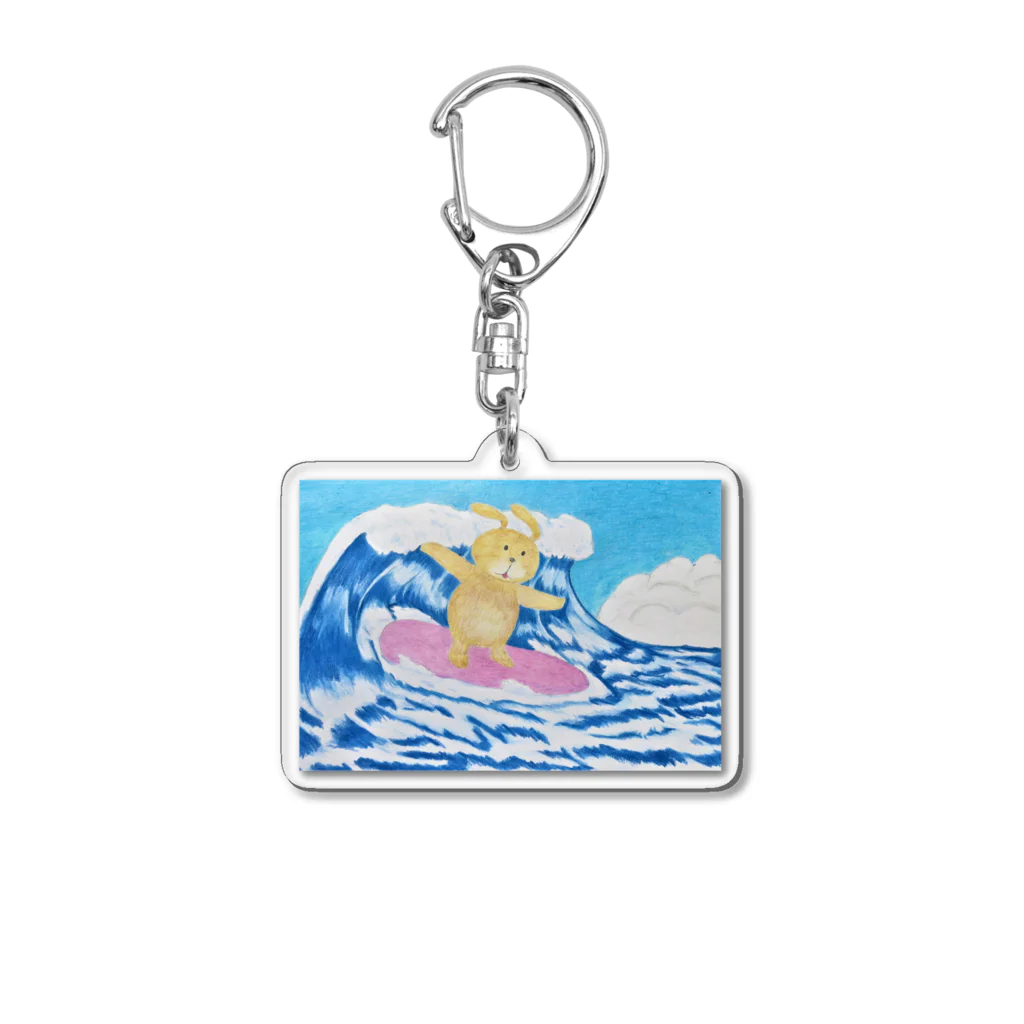 Aki Sekaiの世界のうさ太サーフィン Acrylic Key Chain