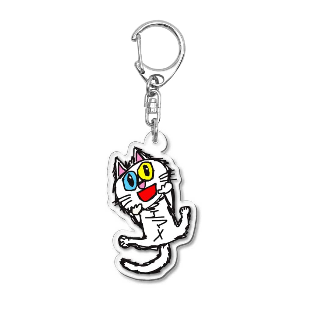 エマメ本舗のオッドアイの白猫エマメちゃんグッズ Acrylic Key Chain