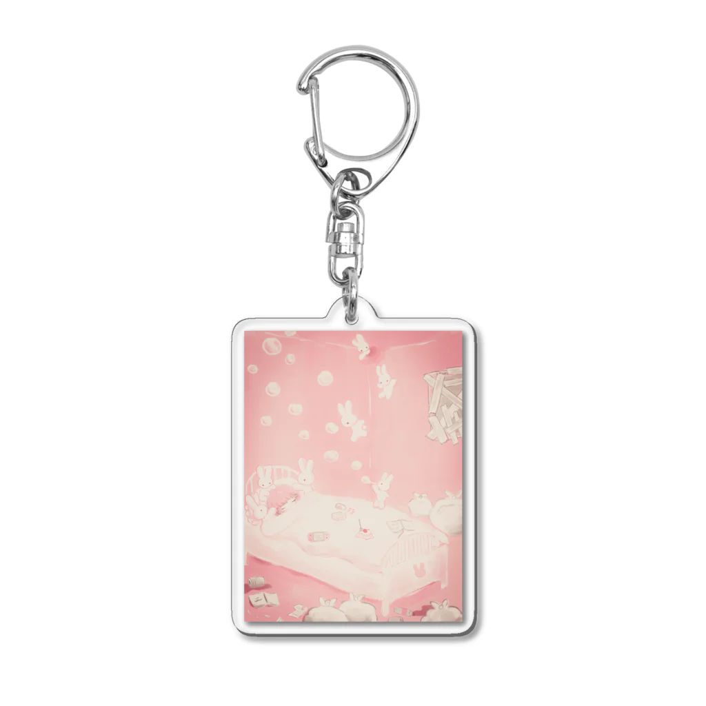 ねむたいおみせのよしよしうさぎ Acrylic Key Chain