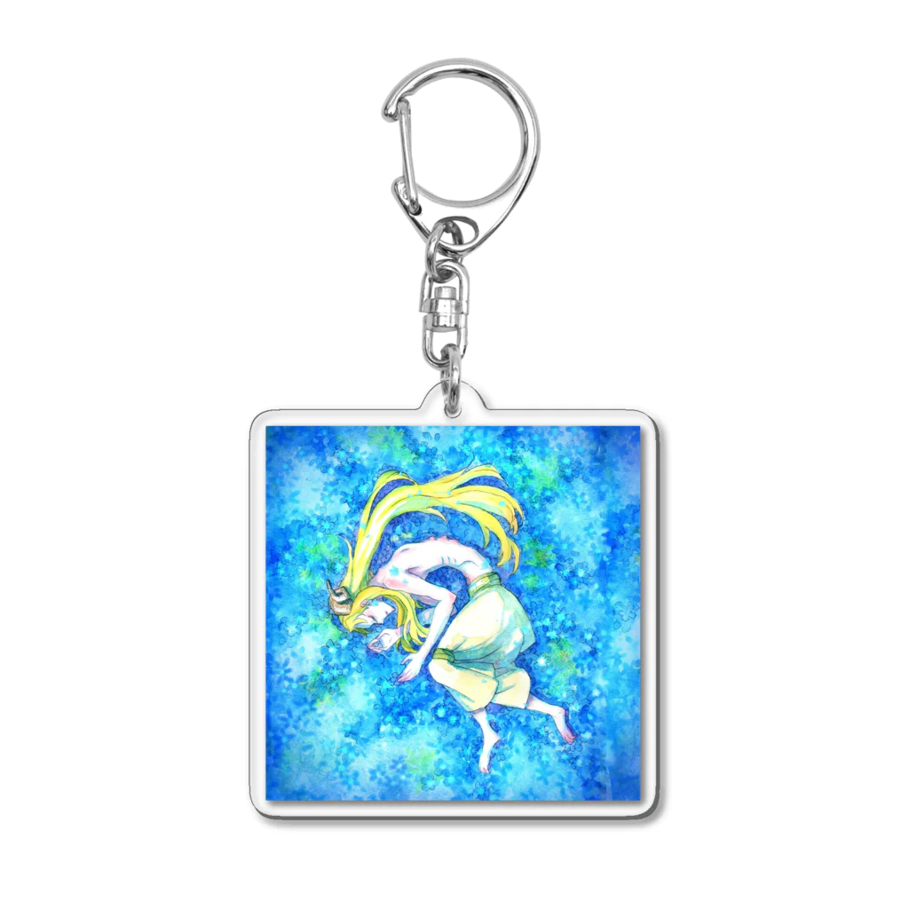 うずなか　しいの青い花の中で、永遠に。In blue flowers, forever. Acrylic Key Chain